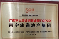 公司榮獲2019廣西本土房企銷售金額TOP20獎項(xiàng)